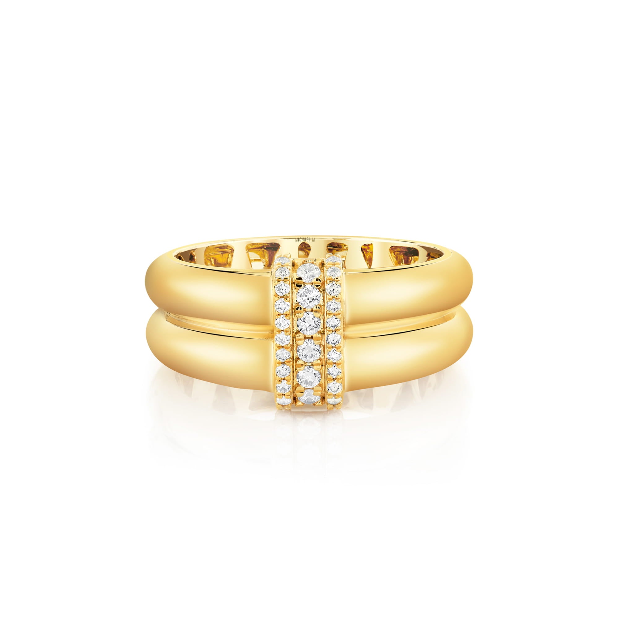 MICHAEL M Rings Orb Split Triple Pavé Ring