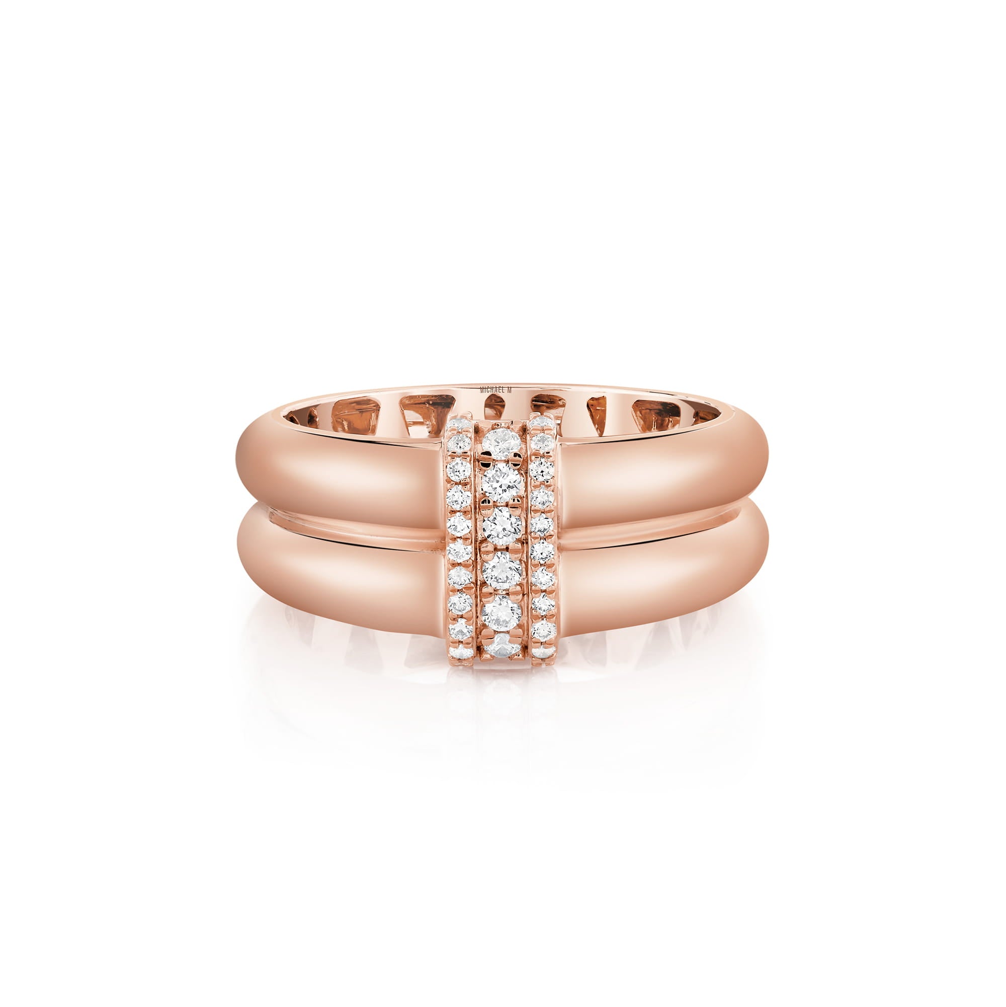 MICHAEL M Rings Orb Split Triple Pavé Ring