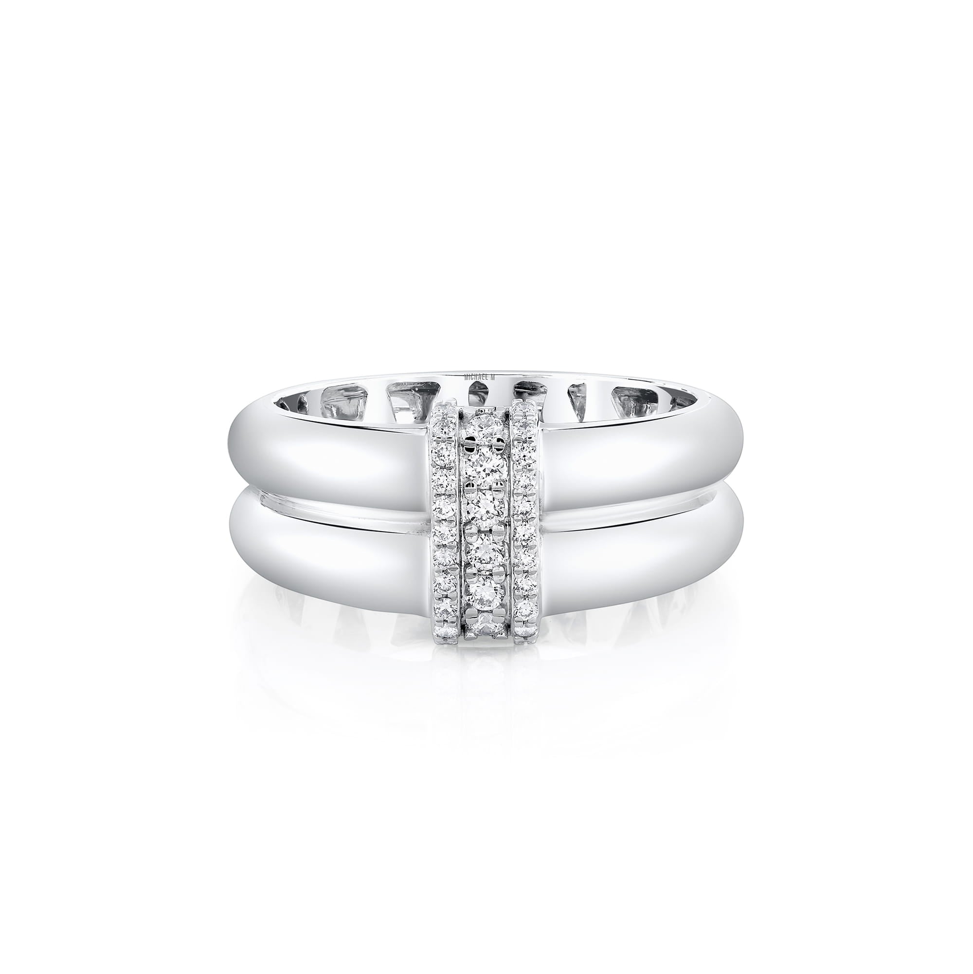 MICHAEL M Rings Orb Split Triple Pavé Ring