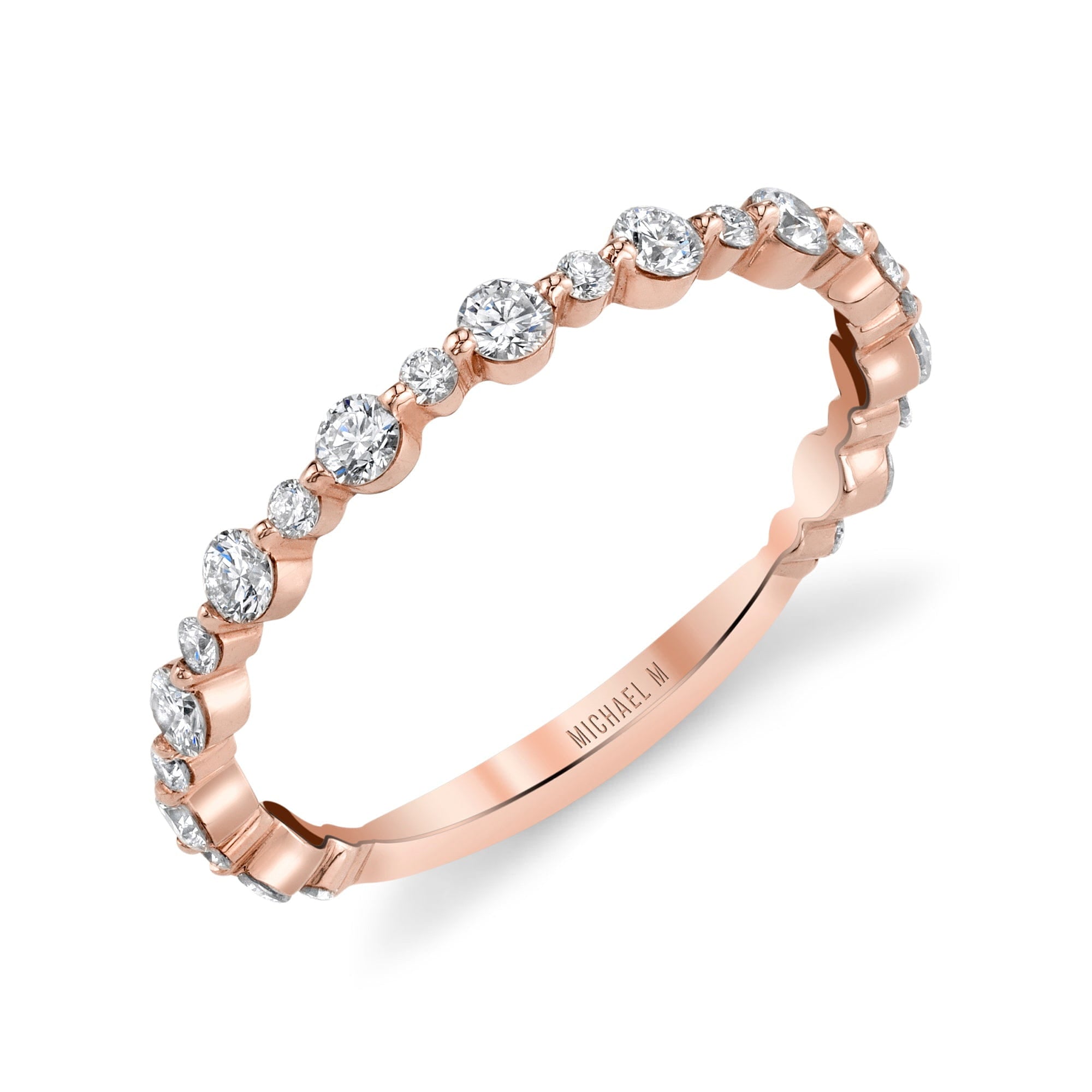 MICHAEL M Wedding Bands 18K Rose Gold Classic Diamond Cluster Band B323