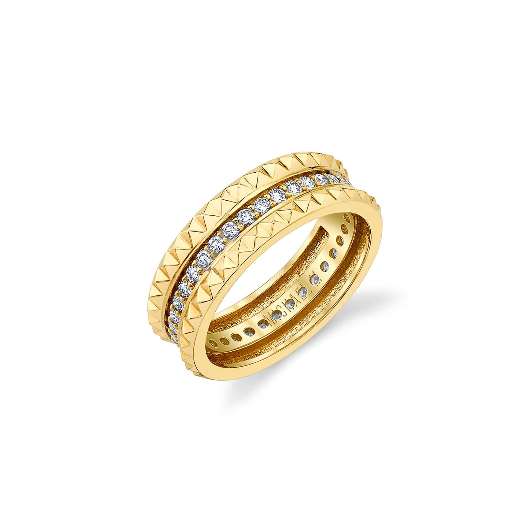 MICHAEL M Fashion Rings 14K Yellow Gold / 4 Tetra Pavé Band B361YG