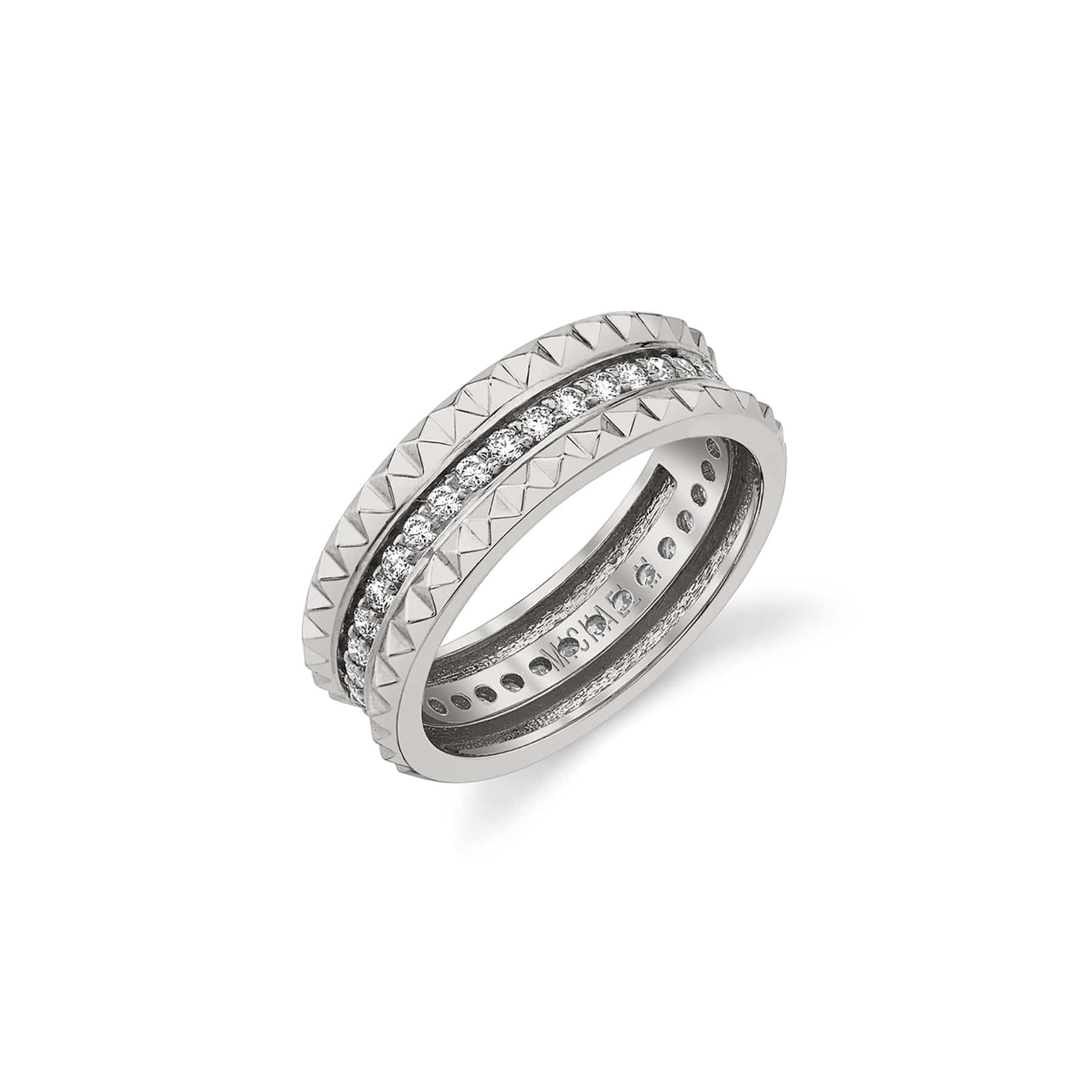 MICHAEL M Fashion Rings 14K White Gold / 4 Tetra Pavé Band B361WG