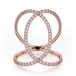 MICHAEL M Fashion Rings 14K Rose Gold / 4 Double Diamond Circles Ring F277-RG4