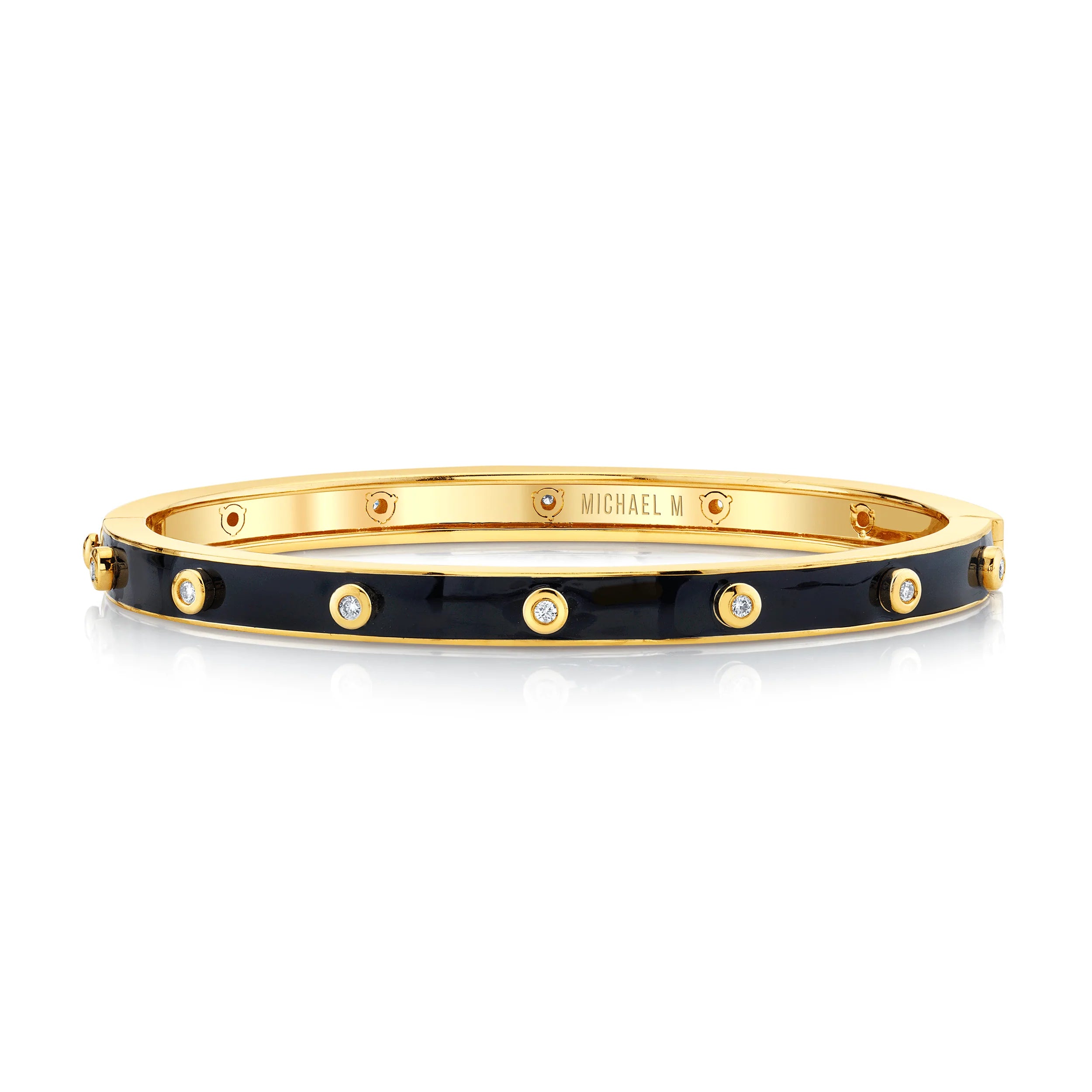 MICHAEL M Bracelet 14k Yellow Gold / Black / Small Chroma Extruded Bezel Bangle BR485