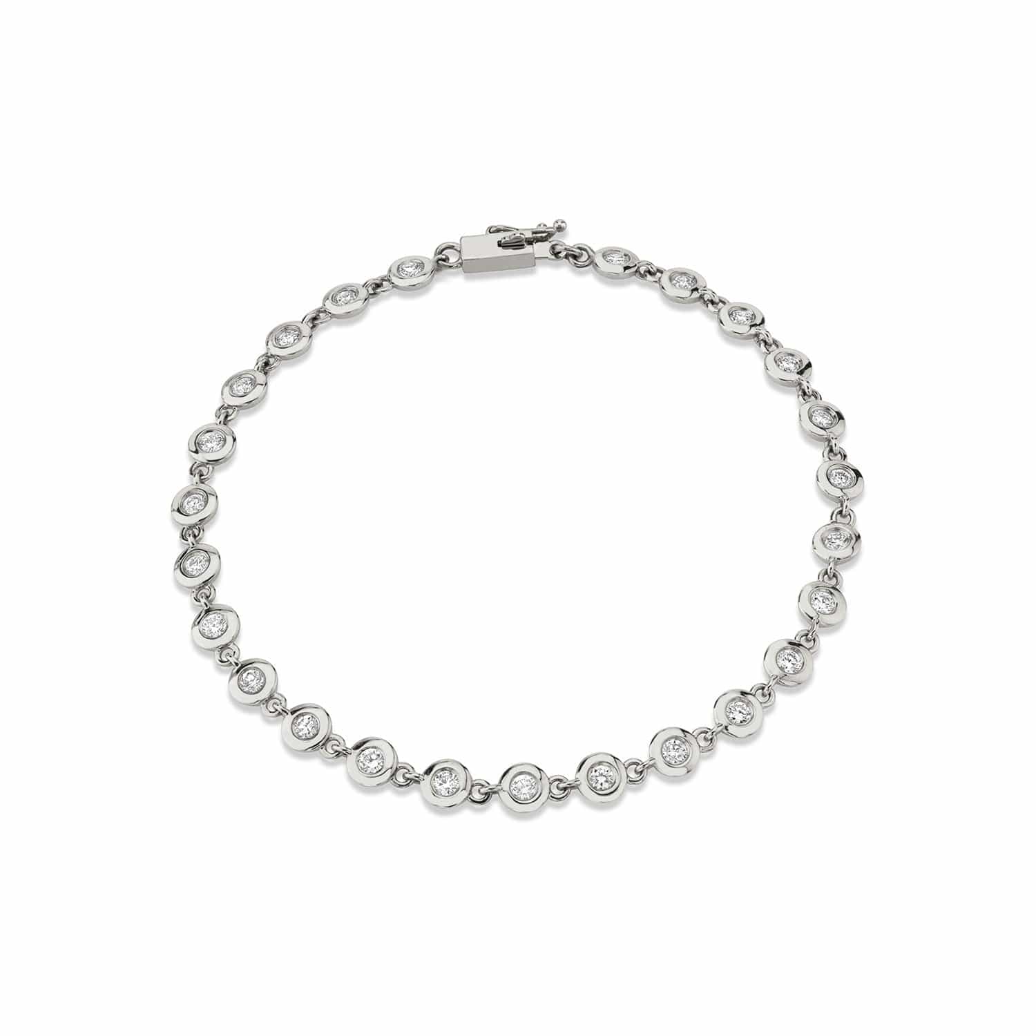 MICHAEL M Bracelets 14K White Gold / 6.5" Round Bezel Tennis Bracelet BR408WG
