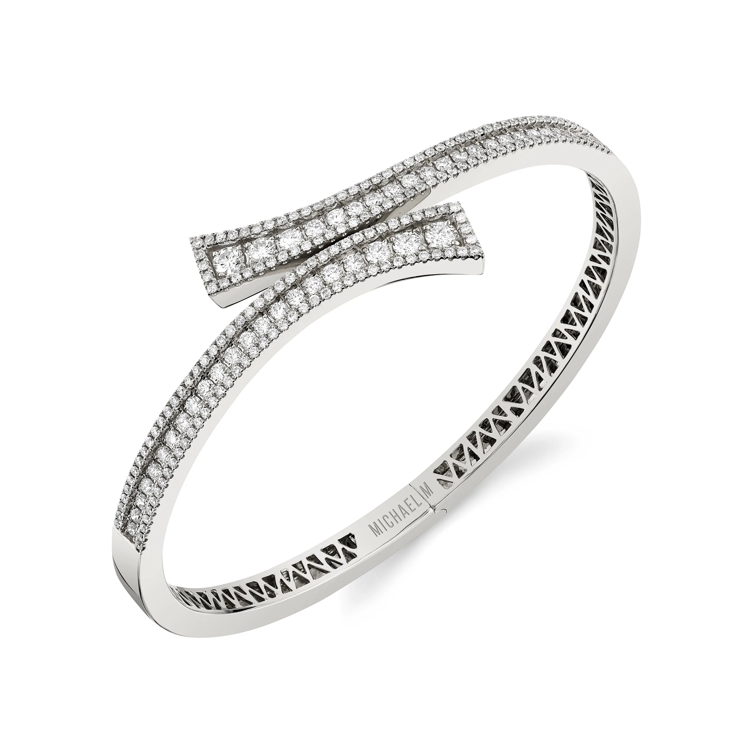 MICHAEL M Bracelets 14K White Gold / Small Europa Bypass Cuff BR514