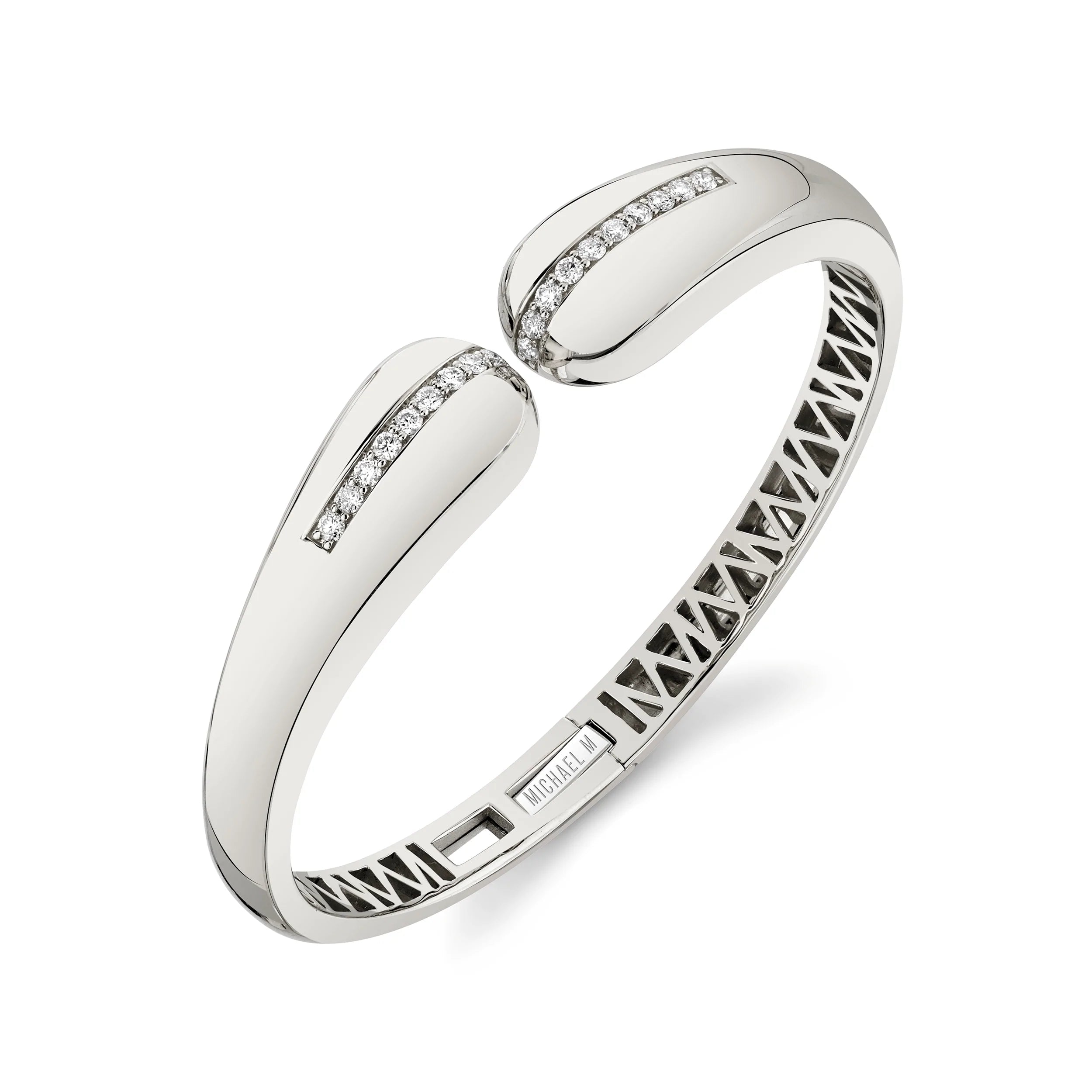 MICHAEL M Bracelets 14K White Gold / Small Orb Split Open Cuff BR521