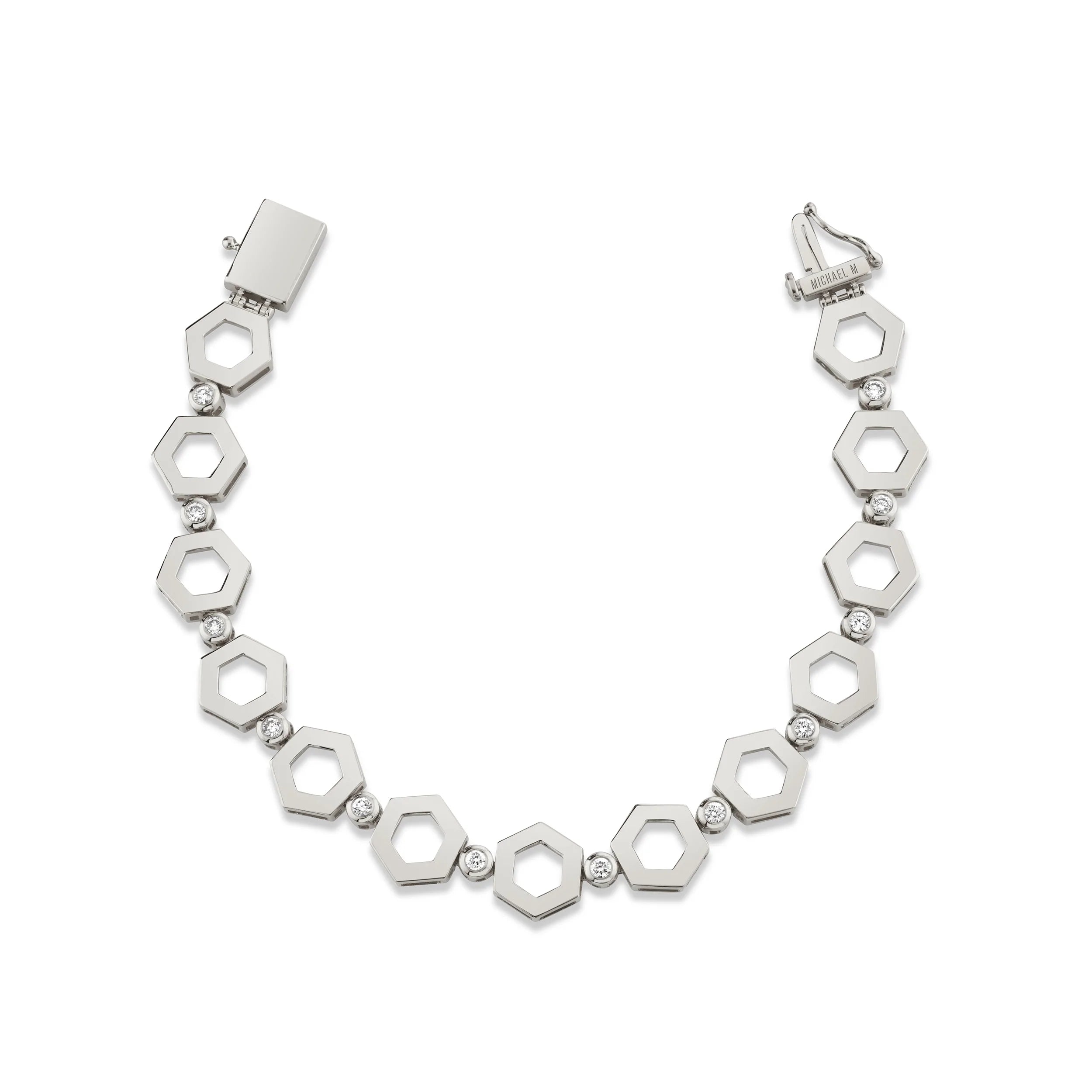 MICHAEL M Bracelets 14K White Gold / Small Plain Hex Infinity Bracelet BR502