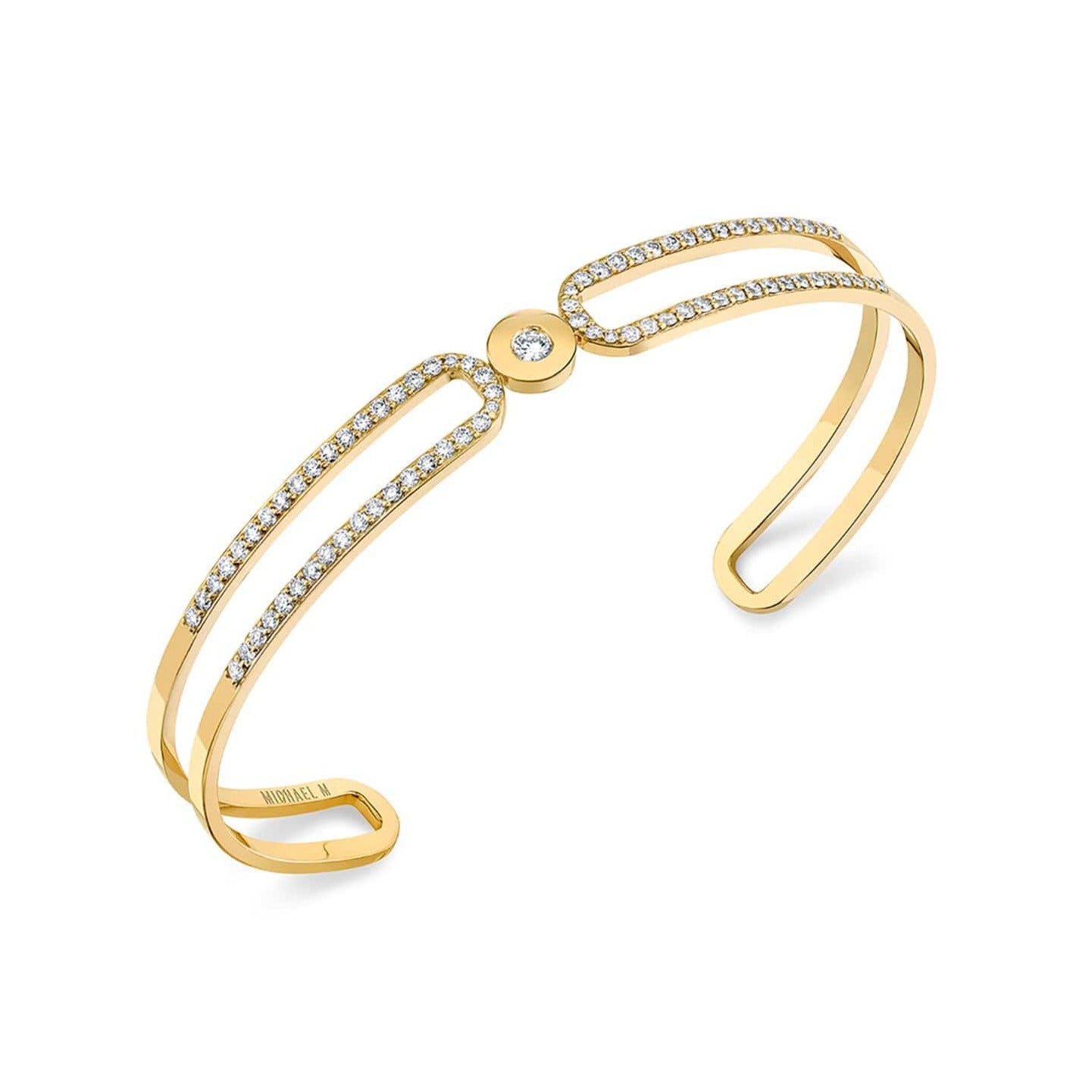 MICHAEL M Bracelets 14K Yellow Gold / Small Pave Alignment Cuff BR359PV