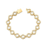 MICHAEL M Bracelets 14K Yellow Gold / Small Pavé Hex Infinity Bracelet BR503