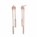 MICHAEL M Earrings 14K Rose Gold Linear Diamond Bar Dangle Earrings ER272RG