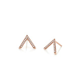 MICHAEL M Earrings 14K Rose Gold Single V Diamond Stud Earrings ER267RG
