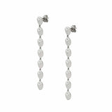 MICHAEL M Earrings 14K White Gold Carve Drop Earrings with Diamonds ER460WG
