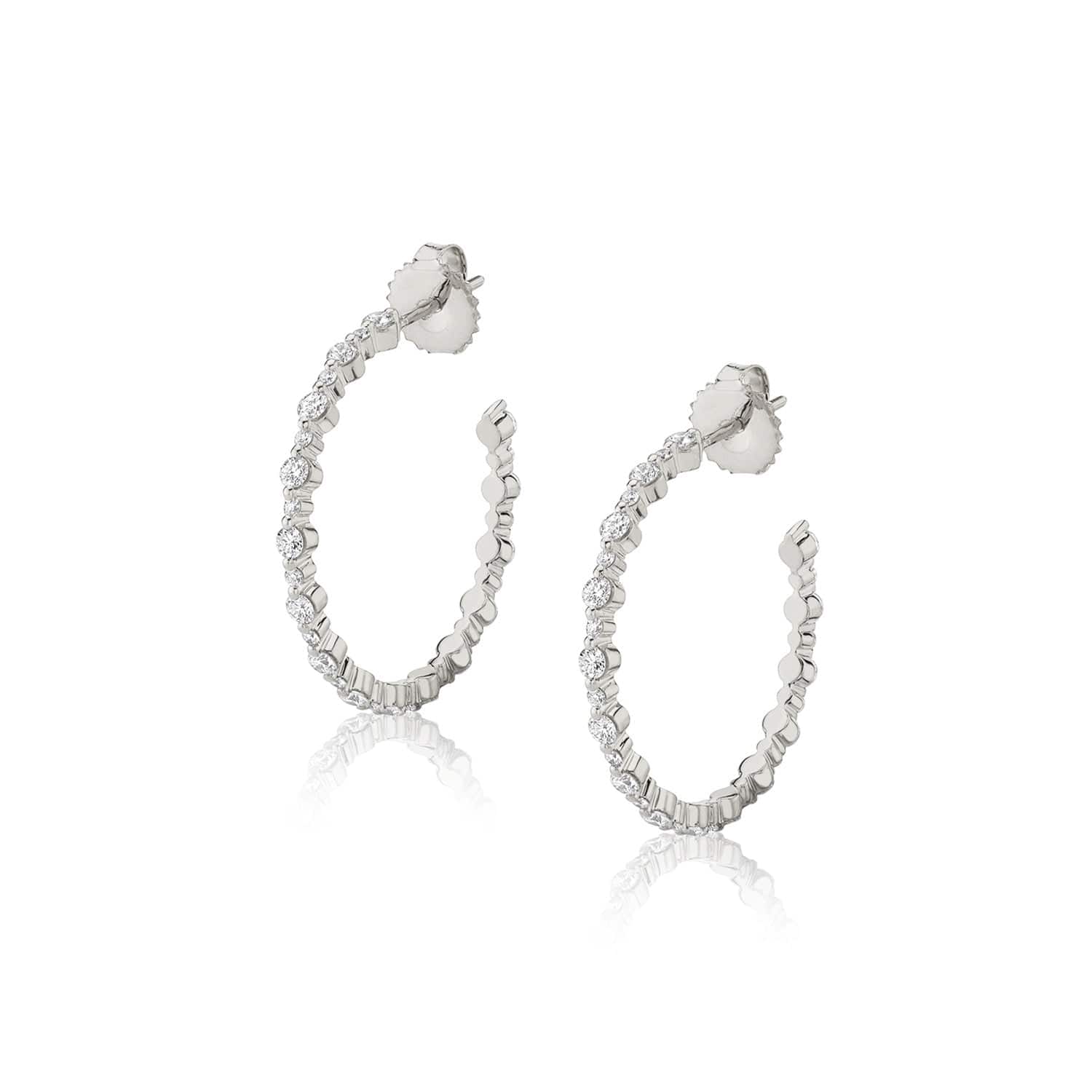 MICHAEL M Earrings 14K White Gold Cloud Alternating Hoop ER392WG