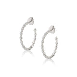 MICHAEL M Earrings 14K White Gold Cloud Alternating Hoop ER392WG
