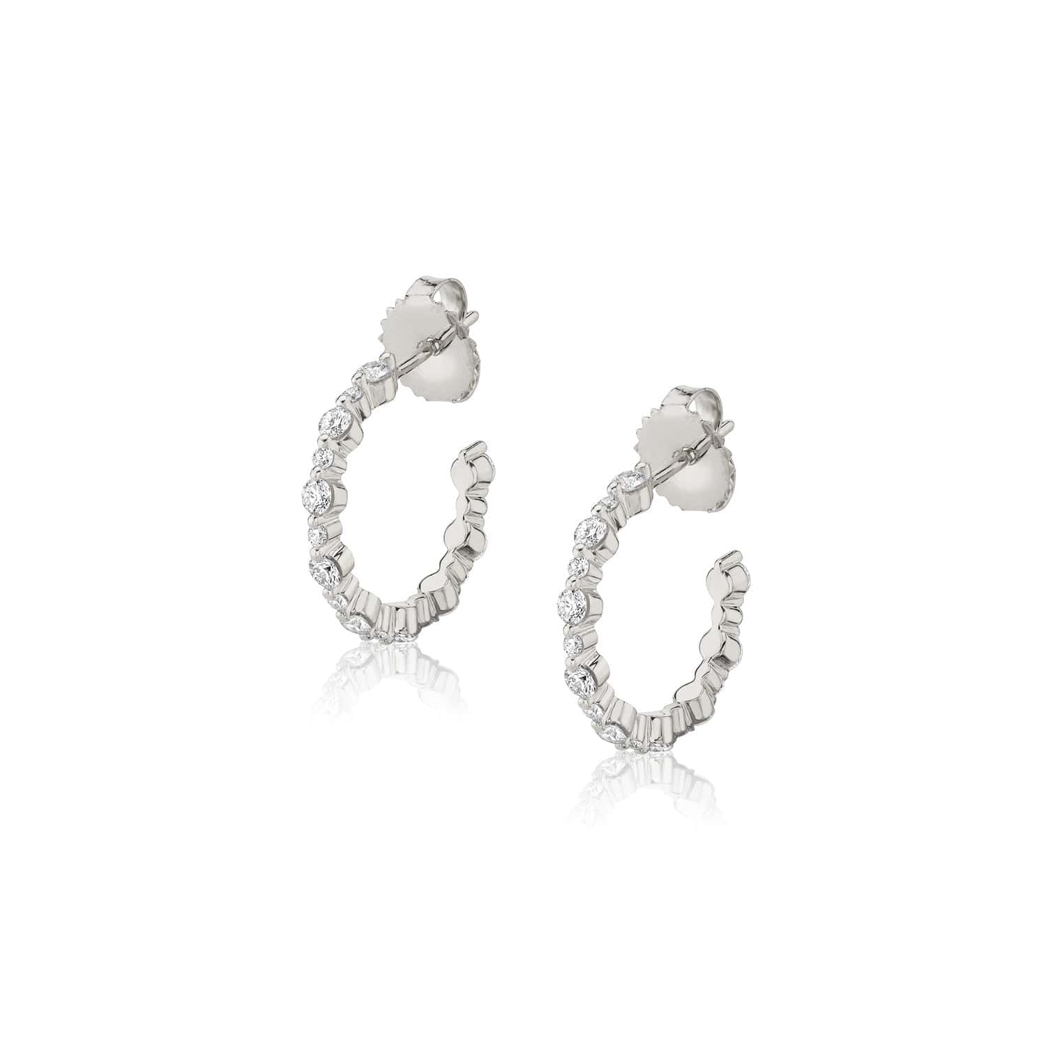 MICHAEL M Earrings 14K White Gold Cloud Alternating Huggie ER391WG
