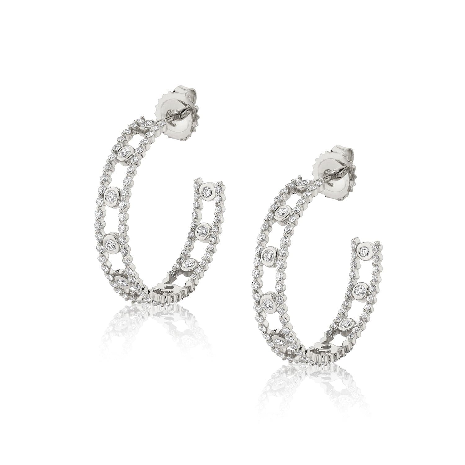 MICHAEL M Earrings 14K White Gold Cloud Stacked Hoop ER387WG
