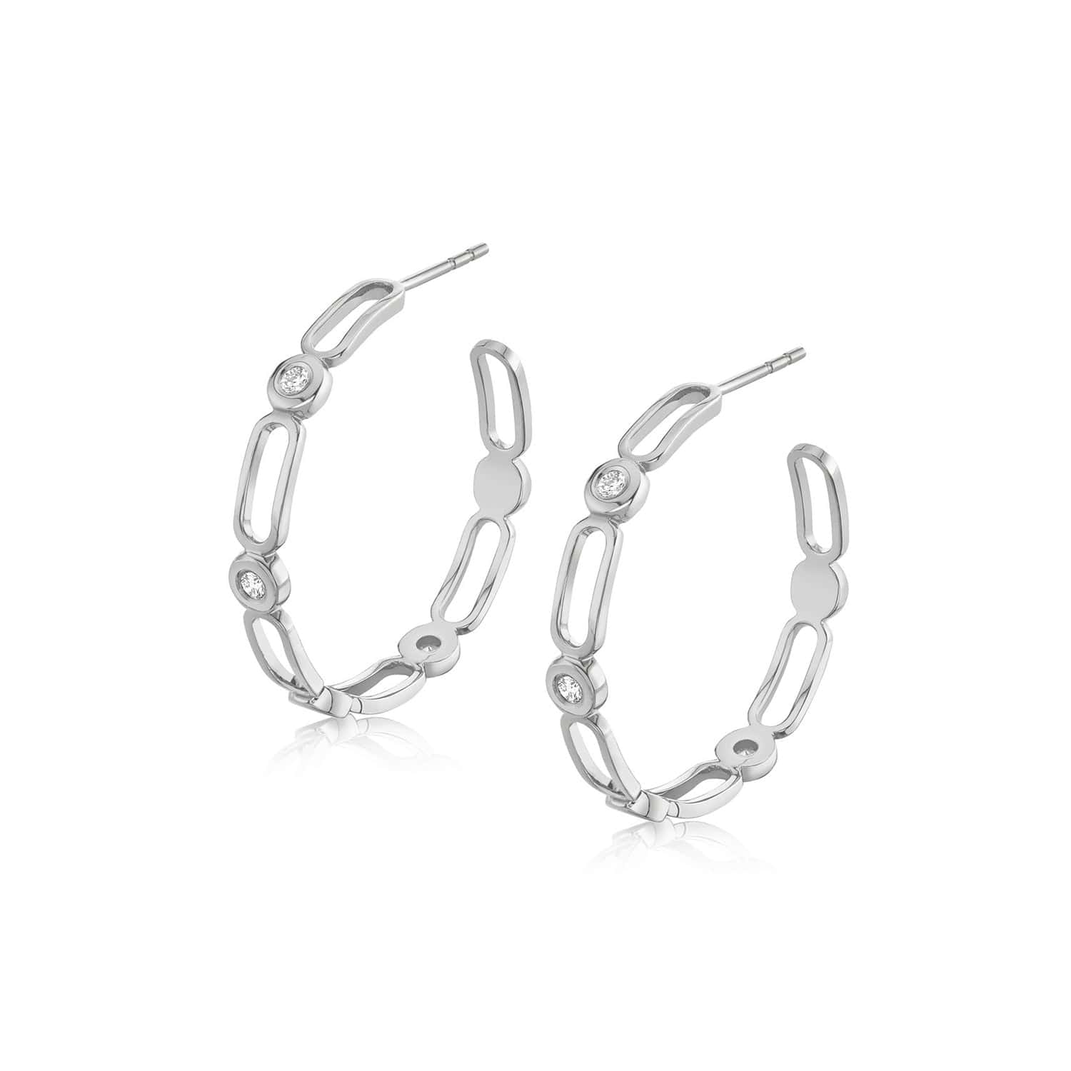 MICHAEL M Earrings 14K White Gold Connection Hoop ER358