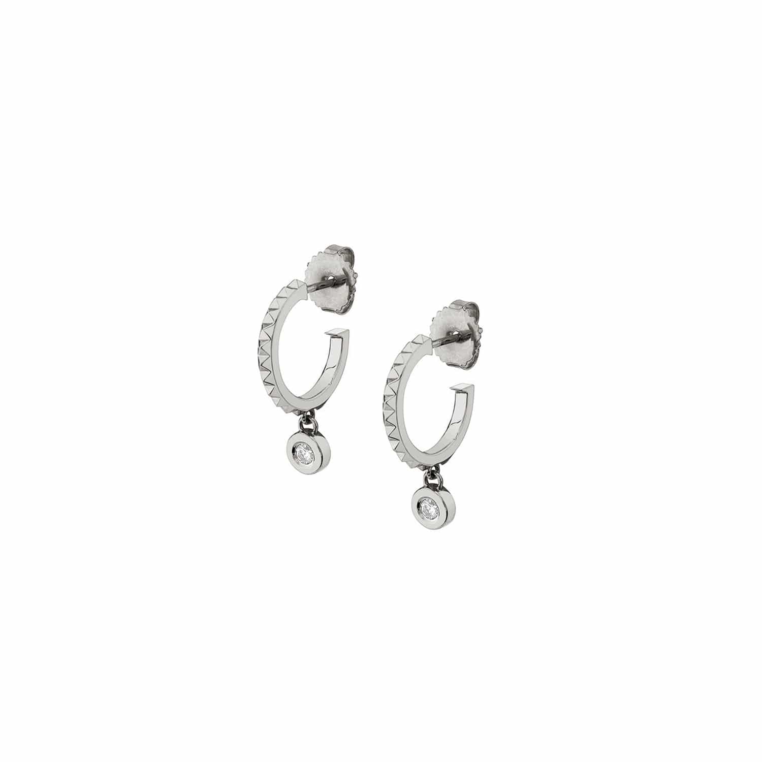 MICHAEL M Earrings 14K White Gold Foundation Bezel Huggie Hoop ER377WG