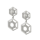 MICHAEL M Earrings 14K White Gold Hex Truss Cocktail Earrings ER512