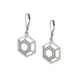 MICHAEL M Earrings 14K White Gold Hex Truss Dangle Earrings ER511