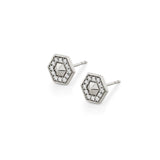 MICHAEL M Earrings 14K White Gold Mini Hex Studs ER507