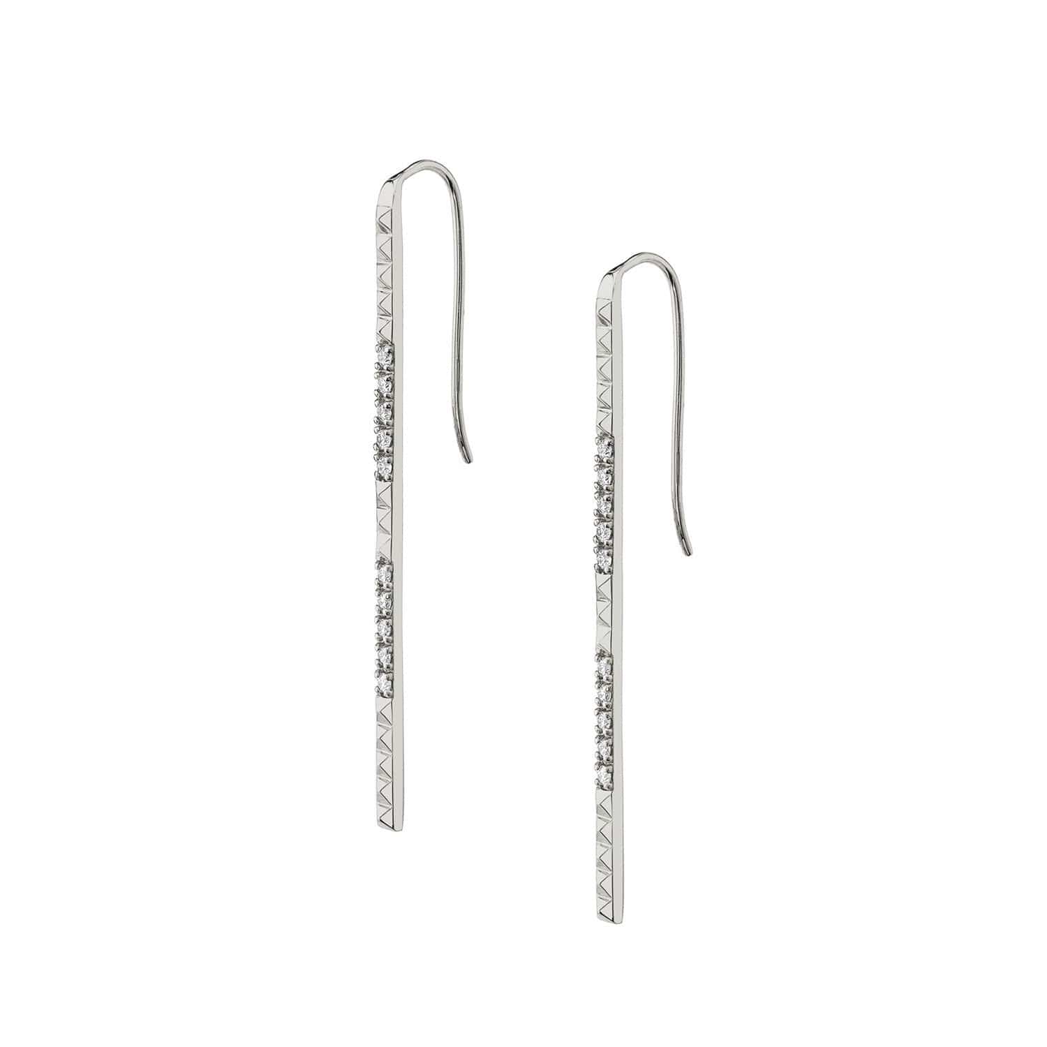 MICHAEL M Earrings 14K White Gold Pavé Foundation Bar Earring ER370WG