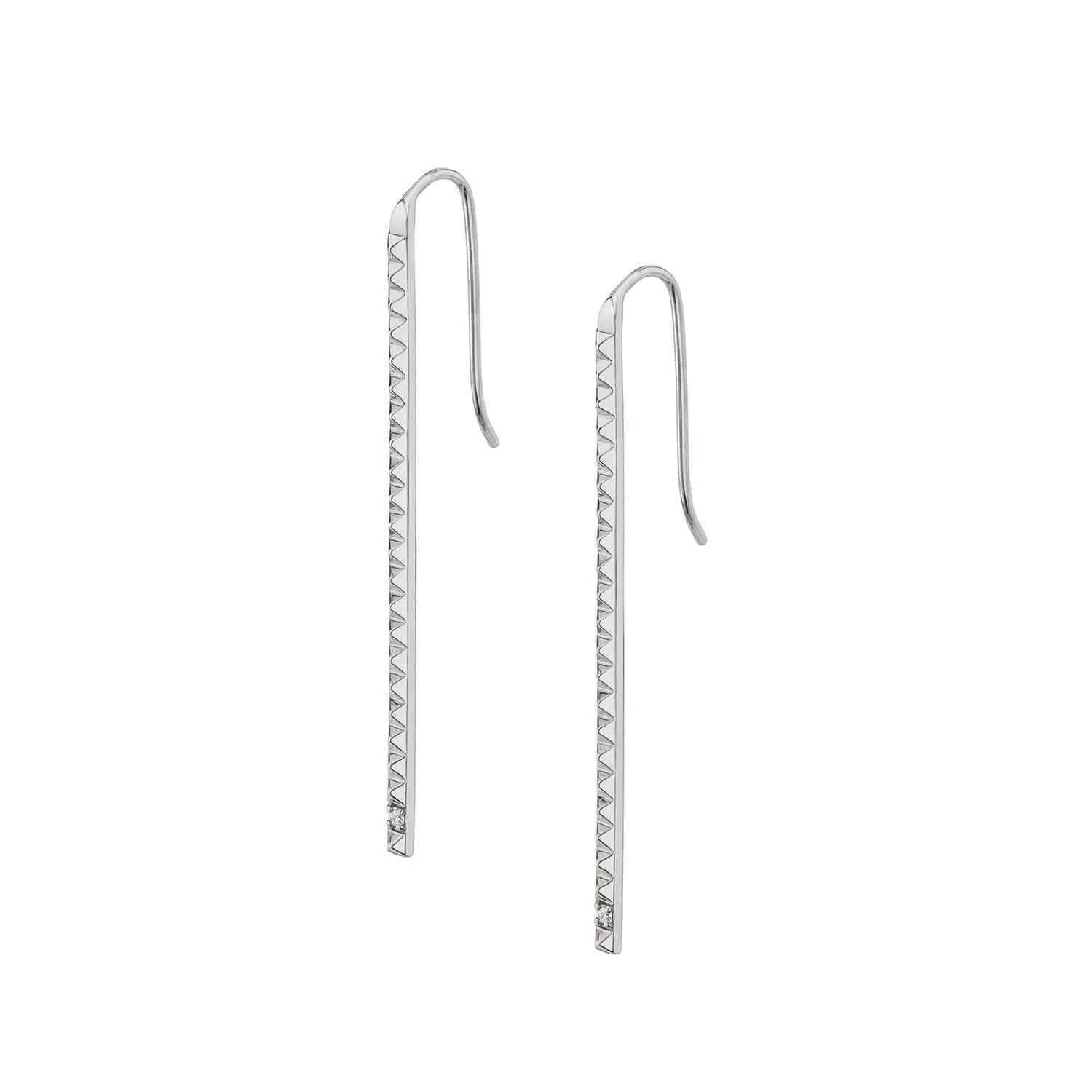 MICHAEL M Earrings 14K White Gold Single Stone Foundation Bar Earring ER369