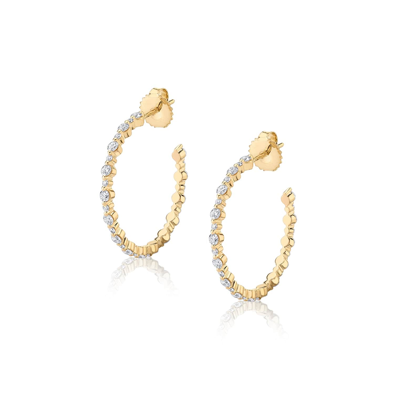 MICHAEL M Earrings 14K Yellow Gold Cloud Alternating Hoop ER392YG