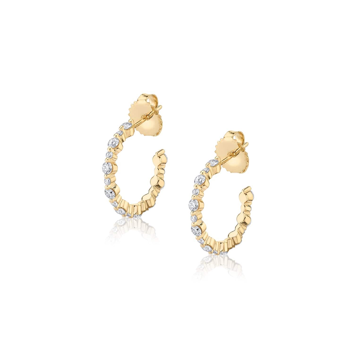 MICHAEL M Earrings 14K Yellow Gold Cloud Alternating Huggie ER391YG
