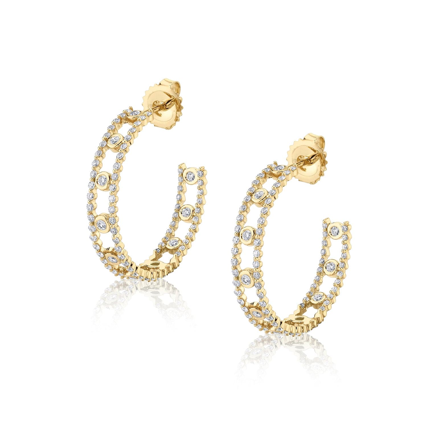 MICHAEL M Earrings 14K Yellow Gold Cloud Stacked Hoop ER387YG