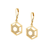 MICHAEL M Earrings 14K Yellow Gold Hex Truss Dangle Earrings ER511