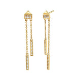 MICHAEL M Earrings 14k Yellow Gold Linear Diamond Bar Dangle Earrings ER272YG