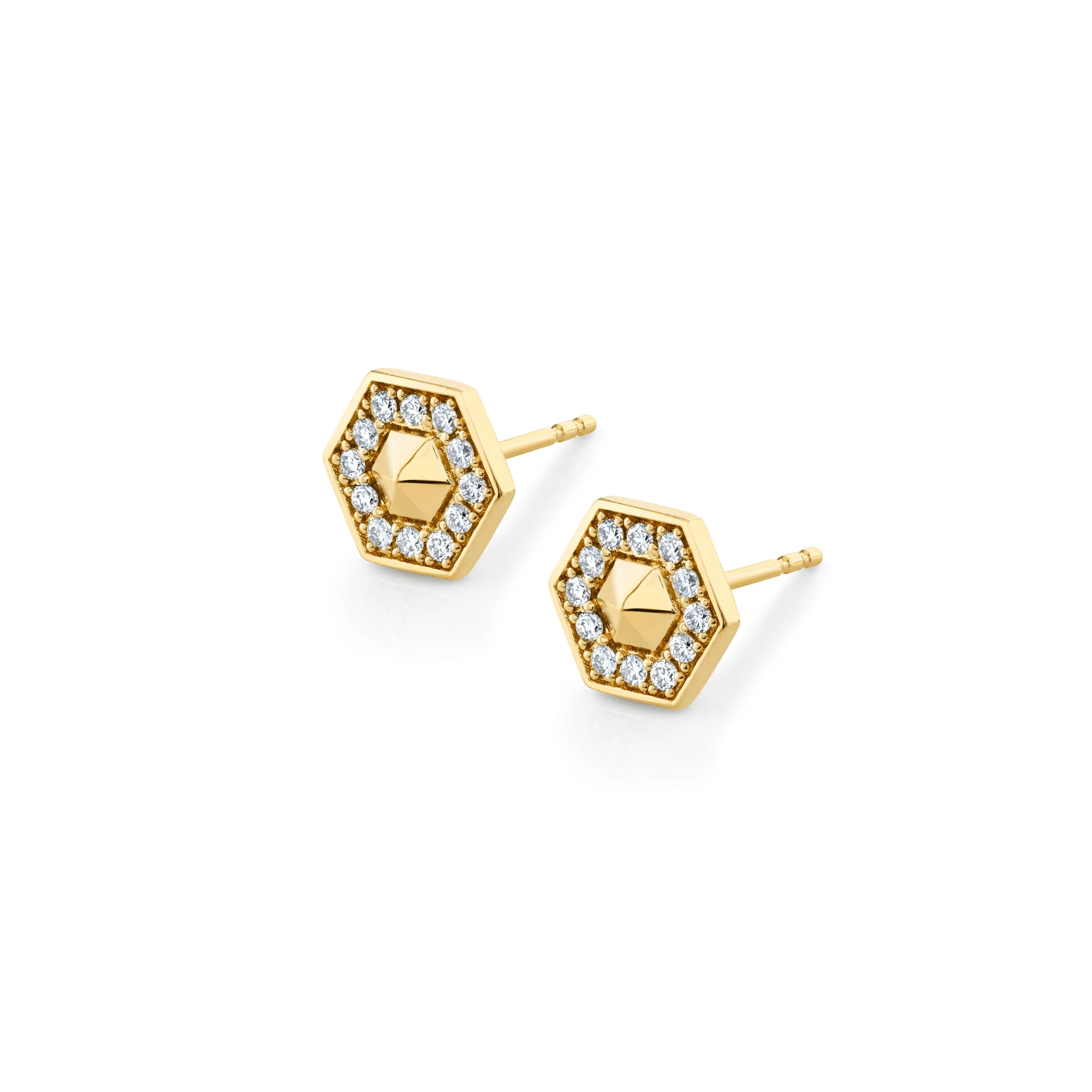 MICHAEL M Earrings 14K Yellow Gold Mini Hex Studs ER507