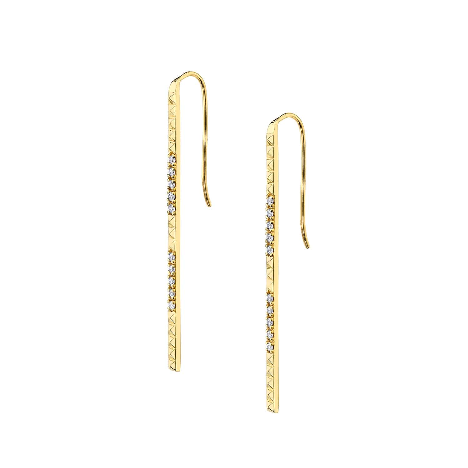 MICHAEL M Earrings 14K Yellow Gold Pavé Foundation Bar Earring ER370YG