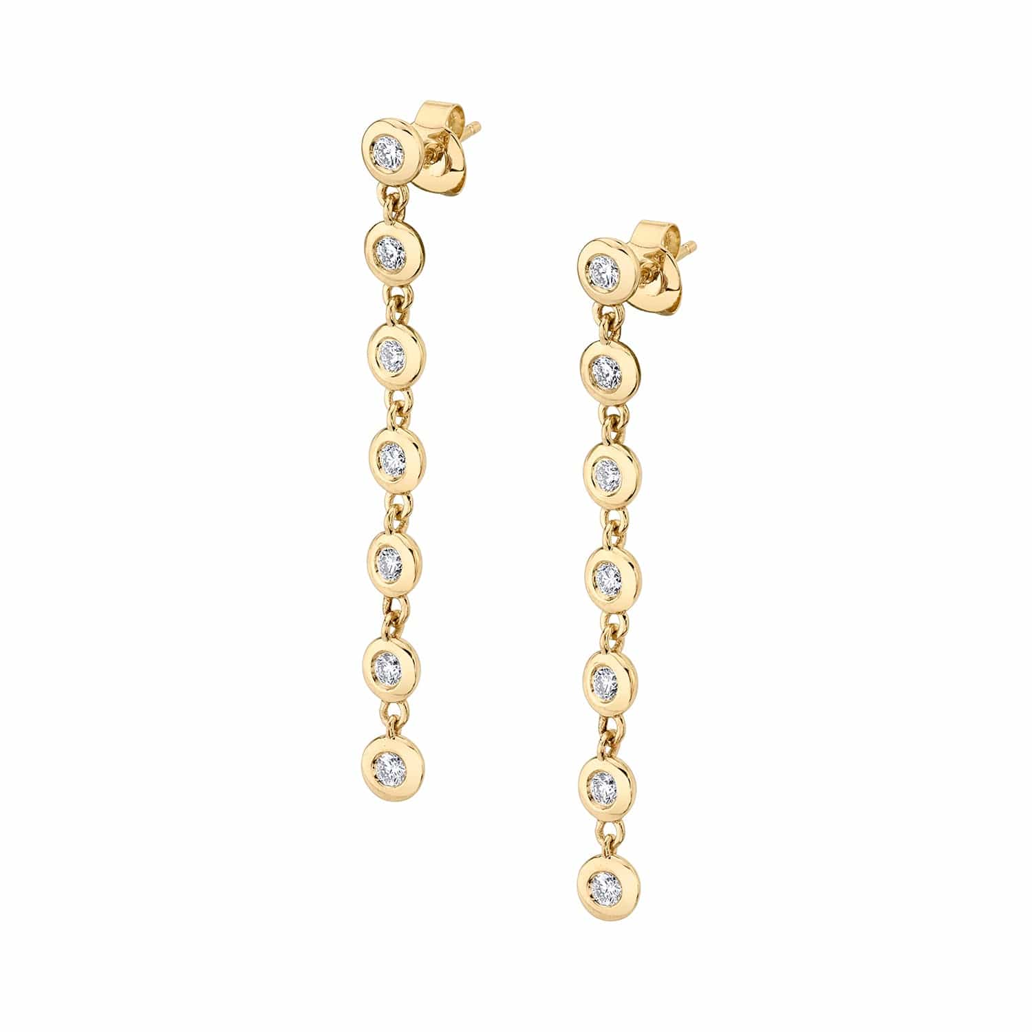 MICHAEL M Earrings 14K Yellow Gold Round Bezel Tennis Earrings ER414YG