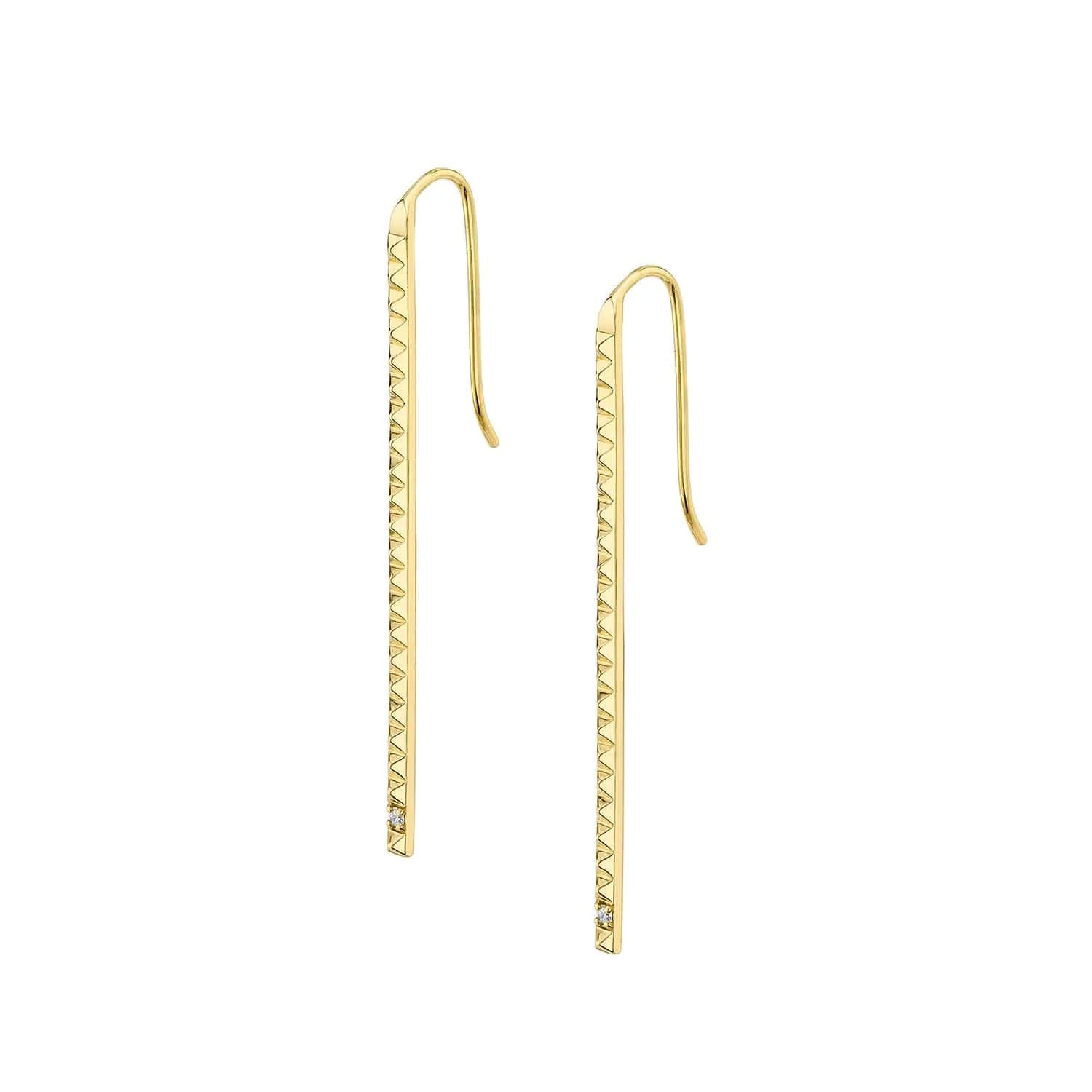 MICHAEL M Earrings 14K Yellow Gold Single Stone Foundation Bar Earring ER369