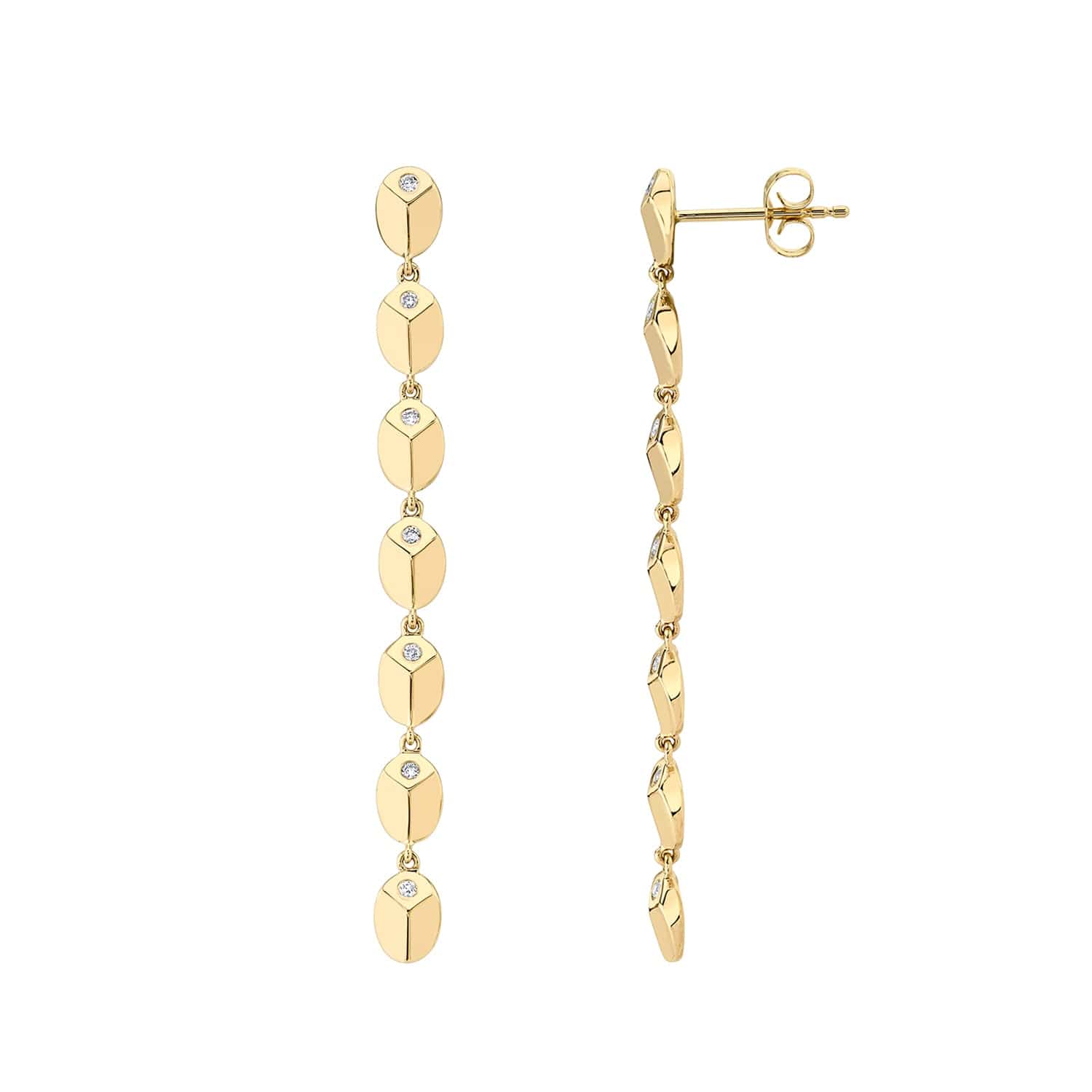 MICHAEL M Earrings Carve Drop Earrings with Diamonds