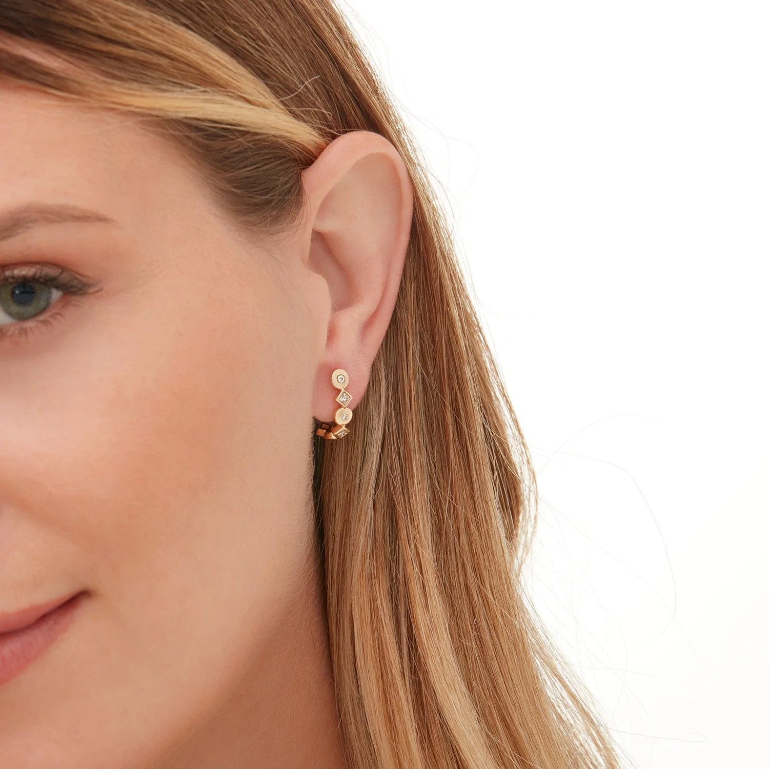 MICHAEL M Earrings Mixed Shape Bezel Huggie