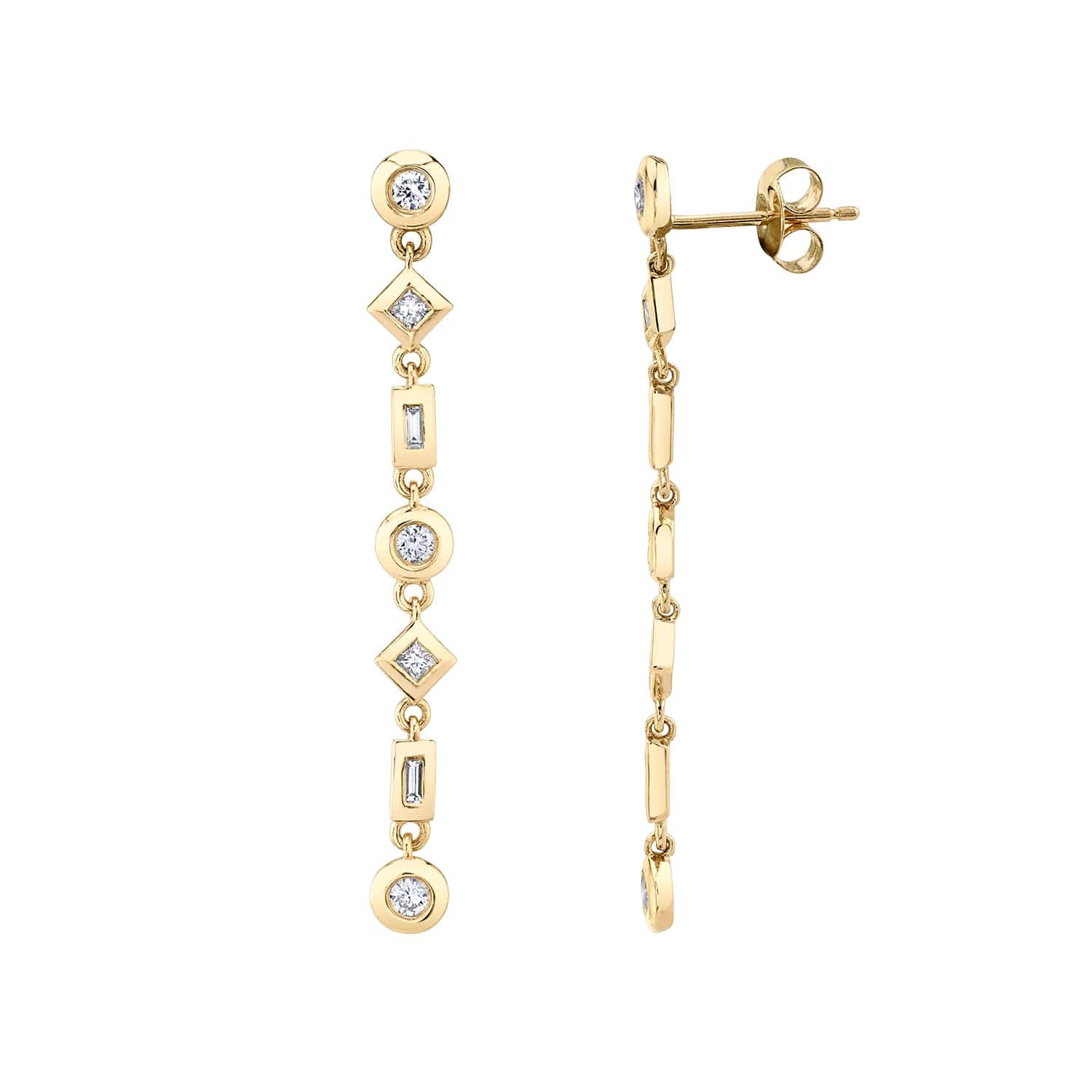 MICHAEL M Earrings Mixed Shape Bezel Tennis Earrings