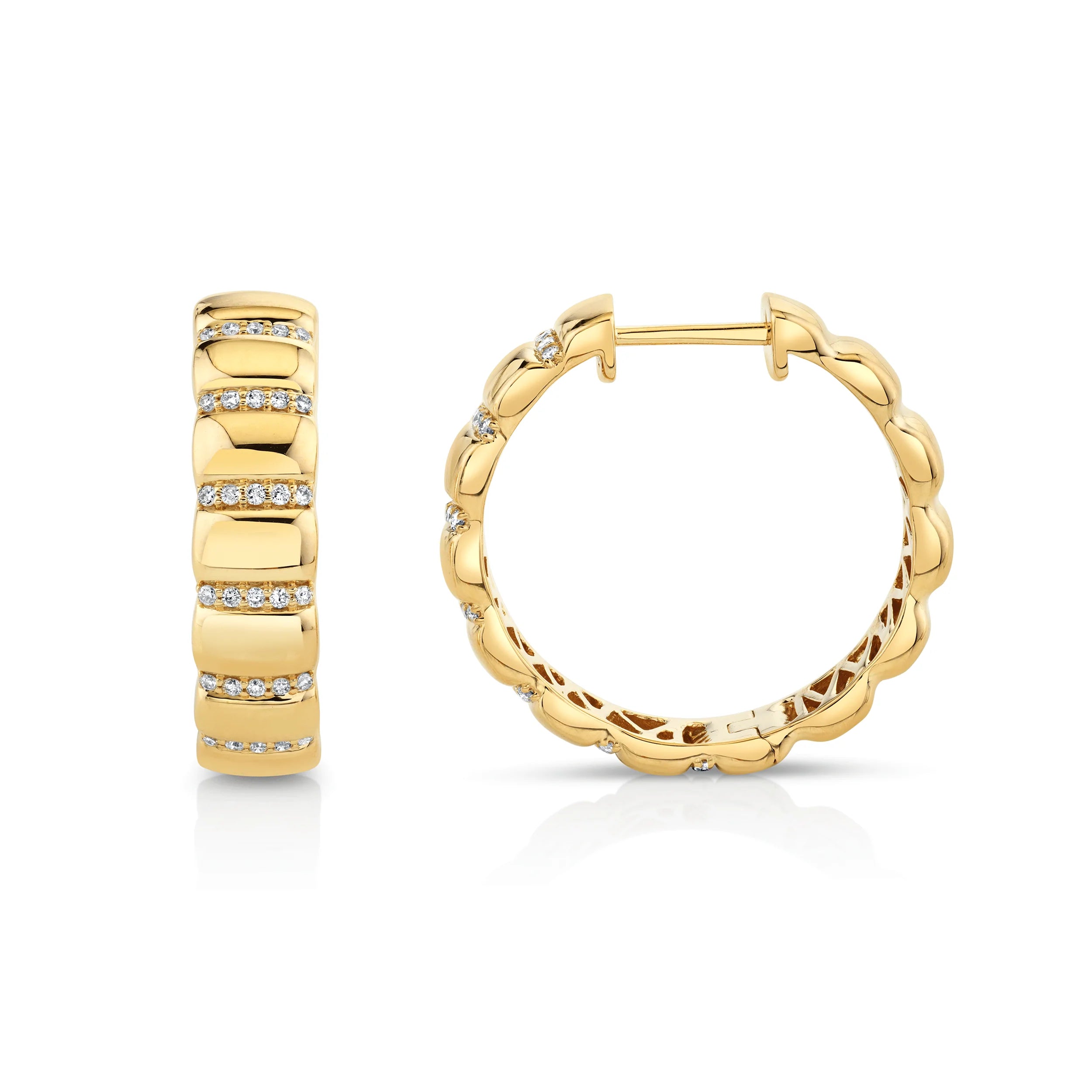 MICHAEL M Earrings Orb Ribbed Huggie