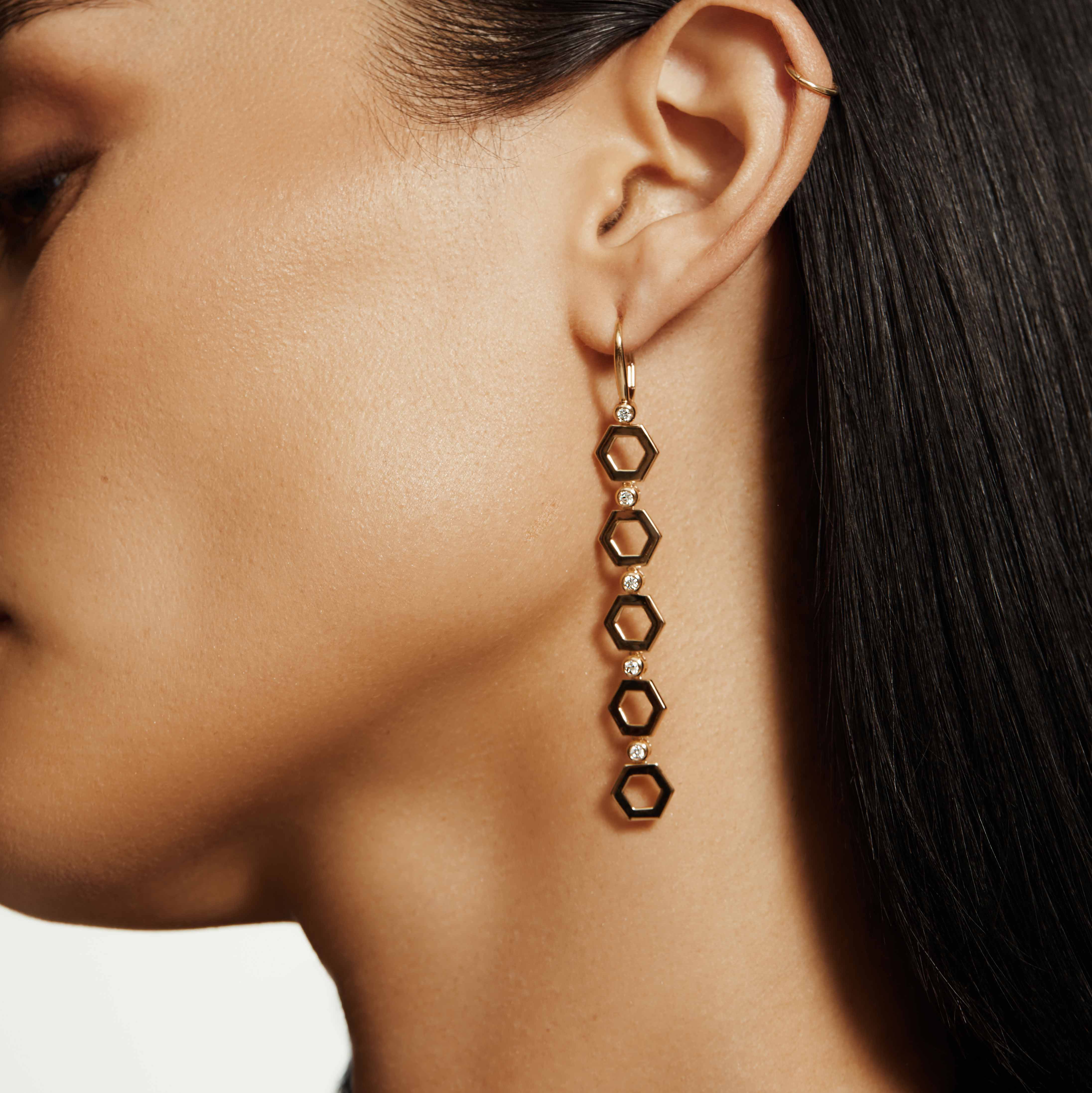 MICHAEL M Earrings Plain Hex Long Infinity Earrings