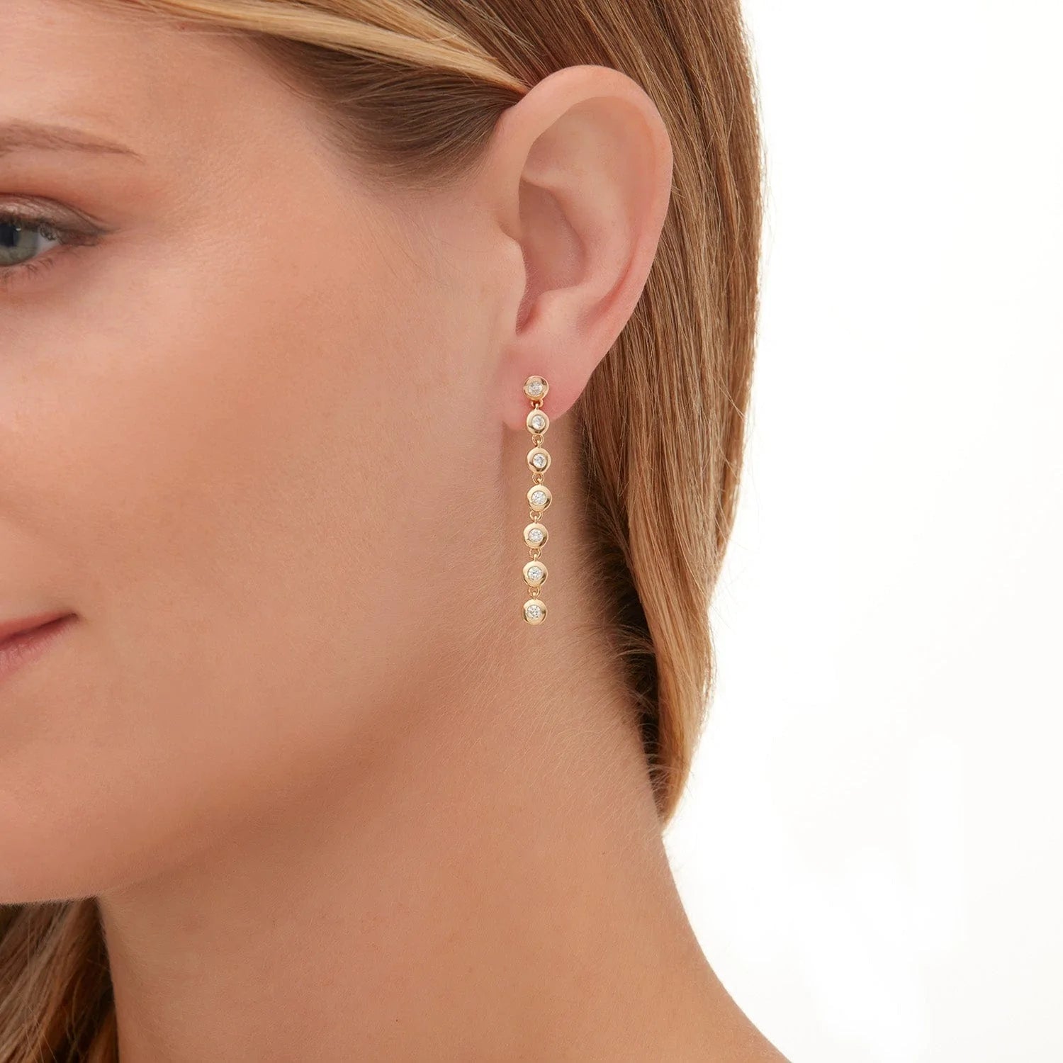 MICHAEL M Earrings Round Bezel Tennis Earrings