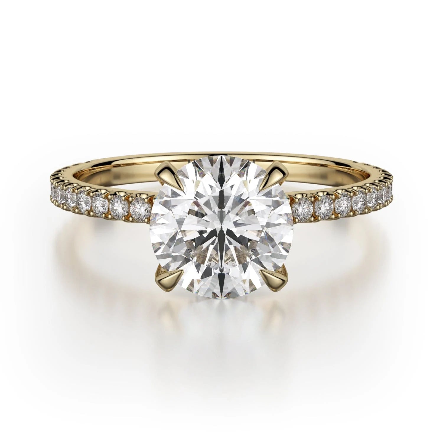 MICHAEL M Engagement Rings 18K Yellow Gold CROWN R706-1.5 Brilliant Round Solitaire R706-1.5YG