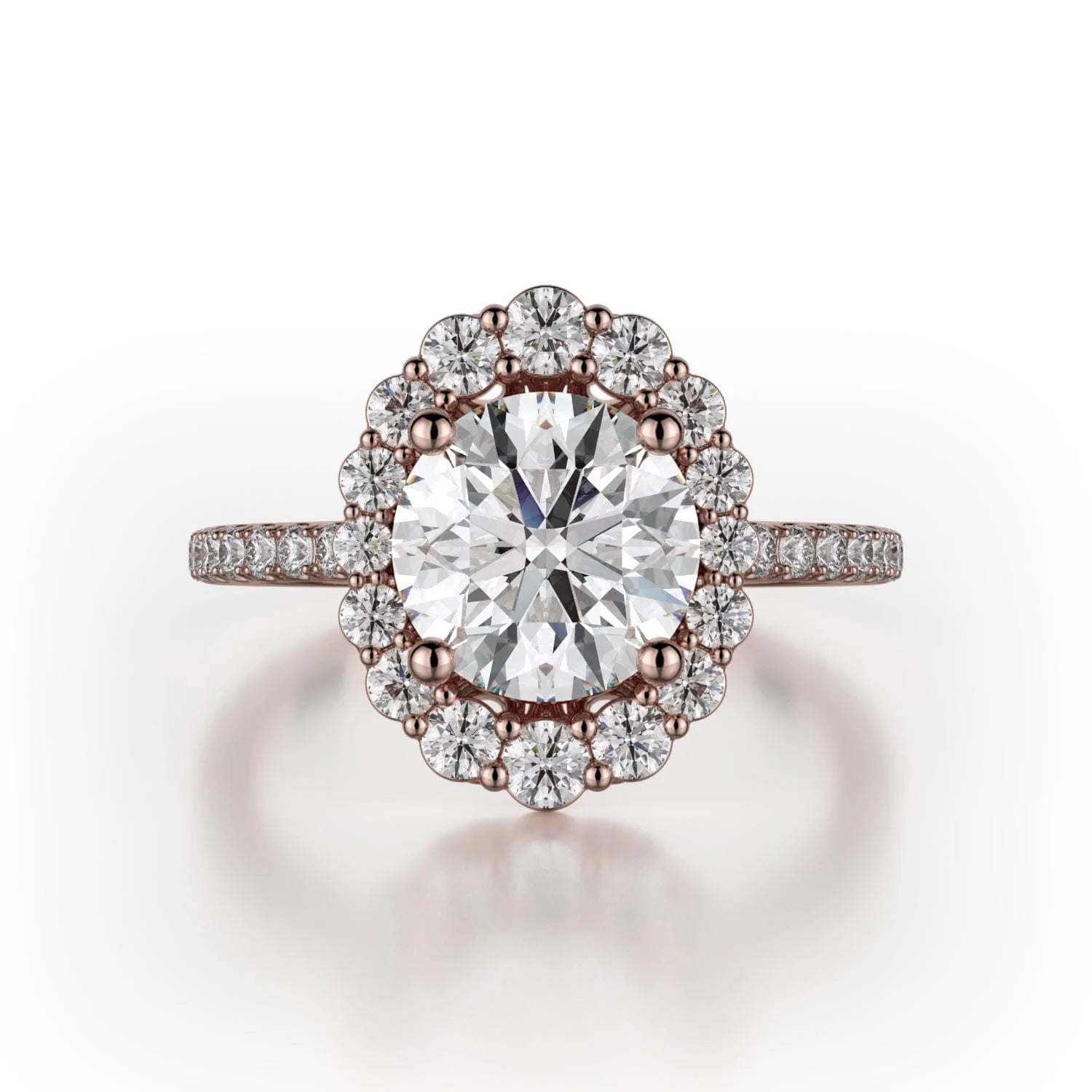 MICHAEL M Engagement Rings DEFINED R739 Brilliant Round with a Graduated Halo