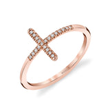 MICHAEL M Fashion Rings 14K Rose Gold / 4 Diamond Cross Ring F330-RG4