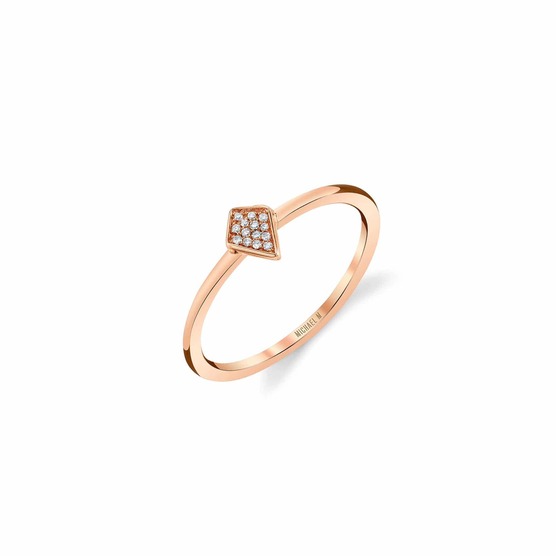 MICHAEL M Fashion Rings 14K Rose Gold / 4 Micro Pavé Diamond Kite Ring F297-RG4