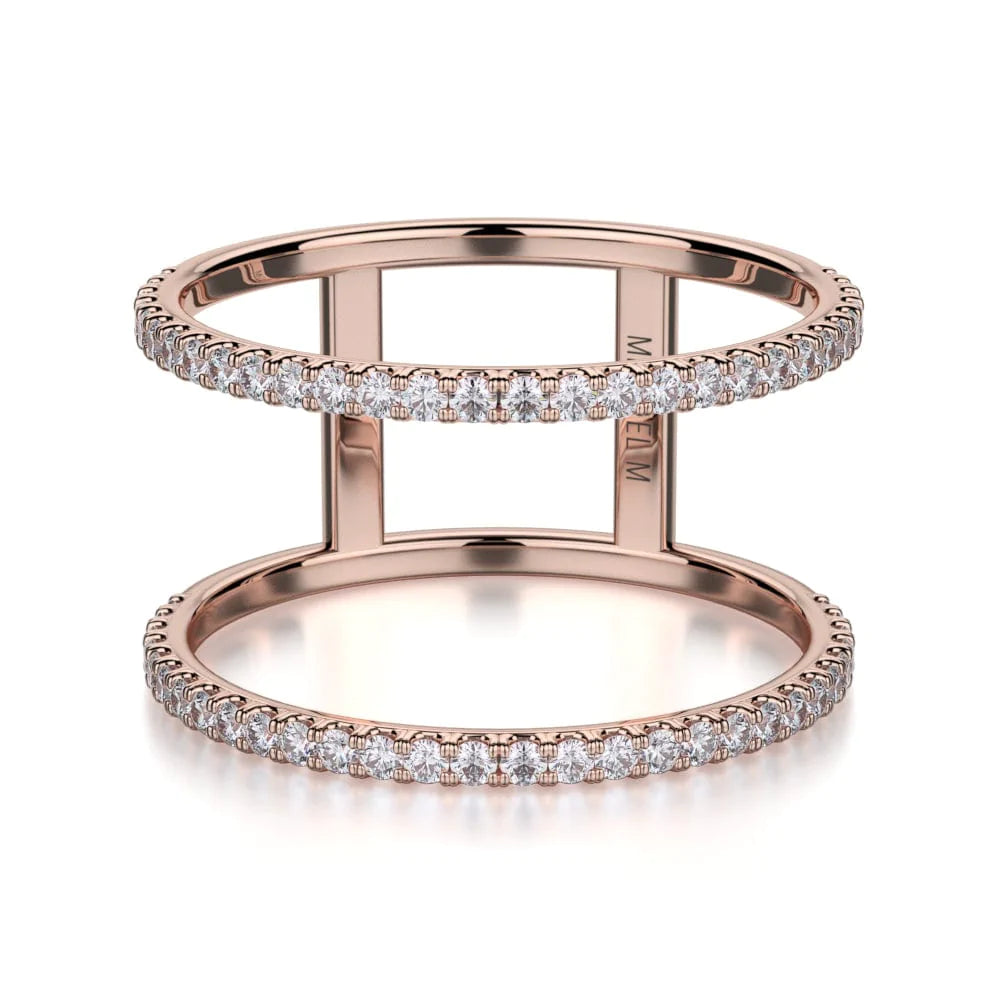 MICHAEL M Fashion Rings 14K Rose Gold / 4 U-Set Double Row Diamond Band F278-RG4