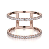 MICHAEL M Fashion Rings 14K Rose Gold / 4 U-Set Double Row Diamond Band F278-RG4