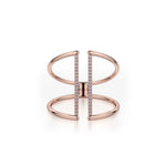 MICHAEL M Fashion Rings 14K Rose Gold / 6.5 Double Band Diamond Bar Ring F288-RG6.5